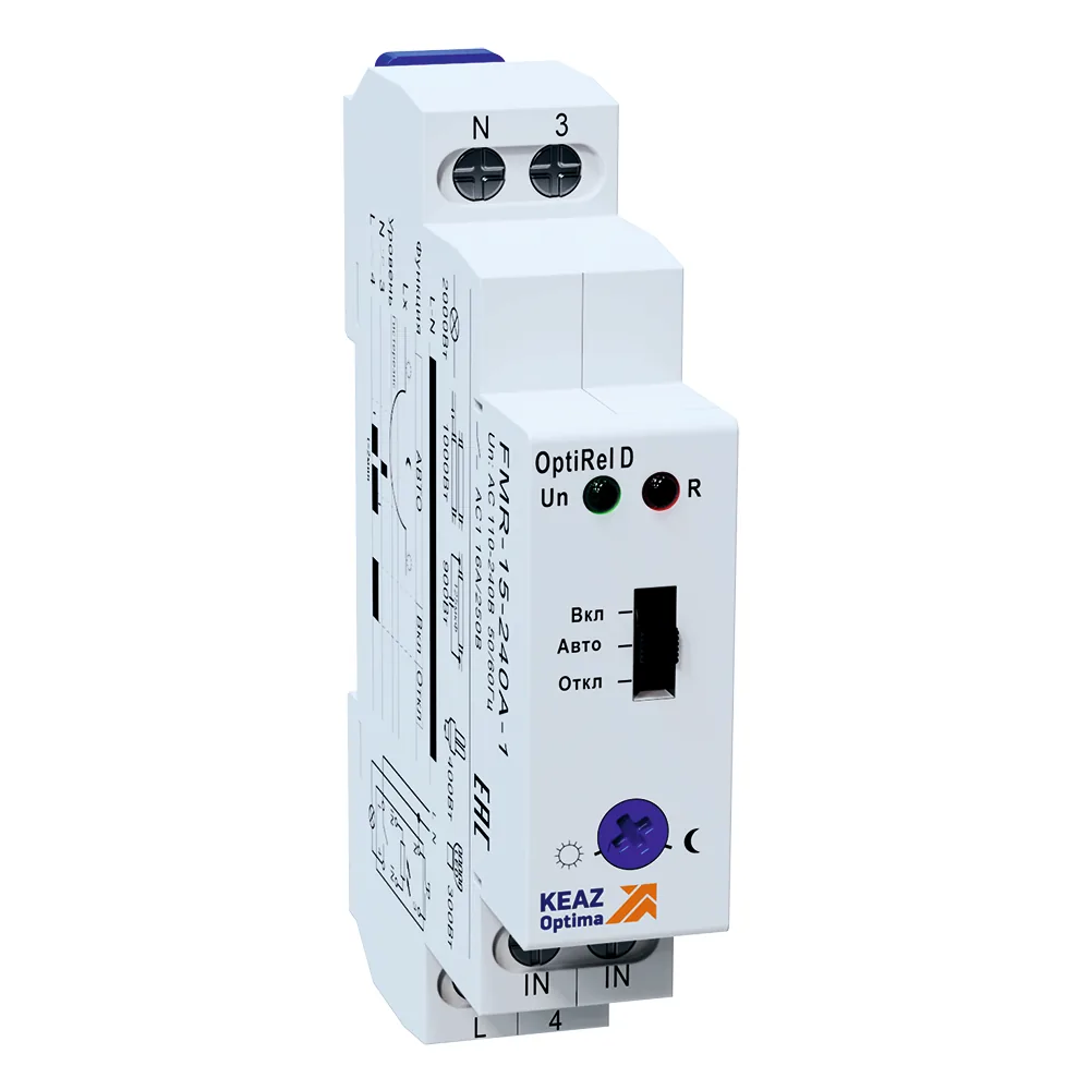 Фотореле КЭАЗ OptiRel D FMR-15-240А-1 с датчиком 1,5м 16А 1СО 110-240АС