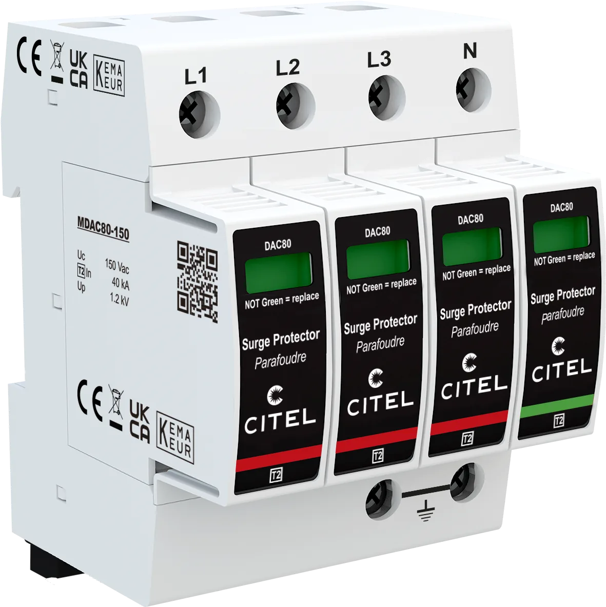 Устройство защиты от импульсных перенапряжений Citel DAC80S-31-150 (821210144), тип 2, Imax 80 кА