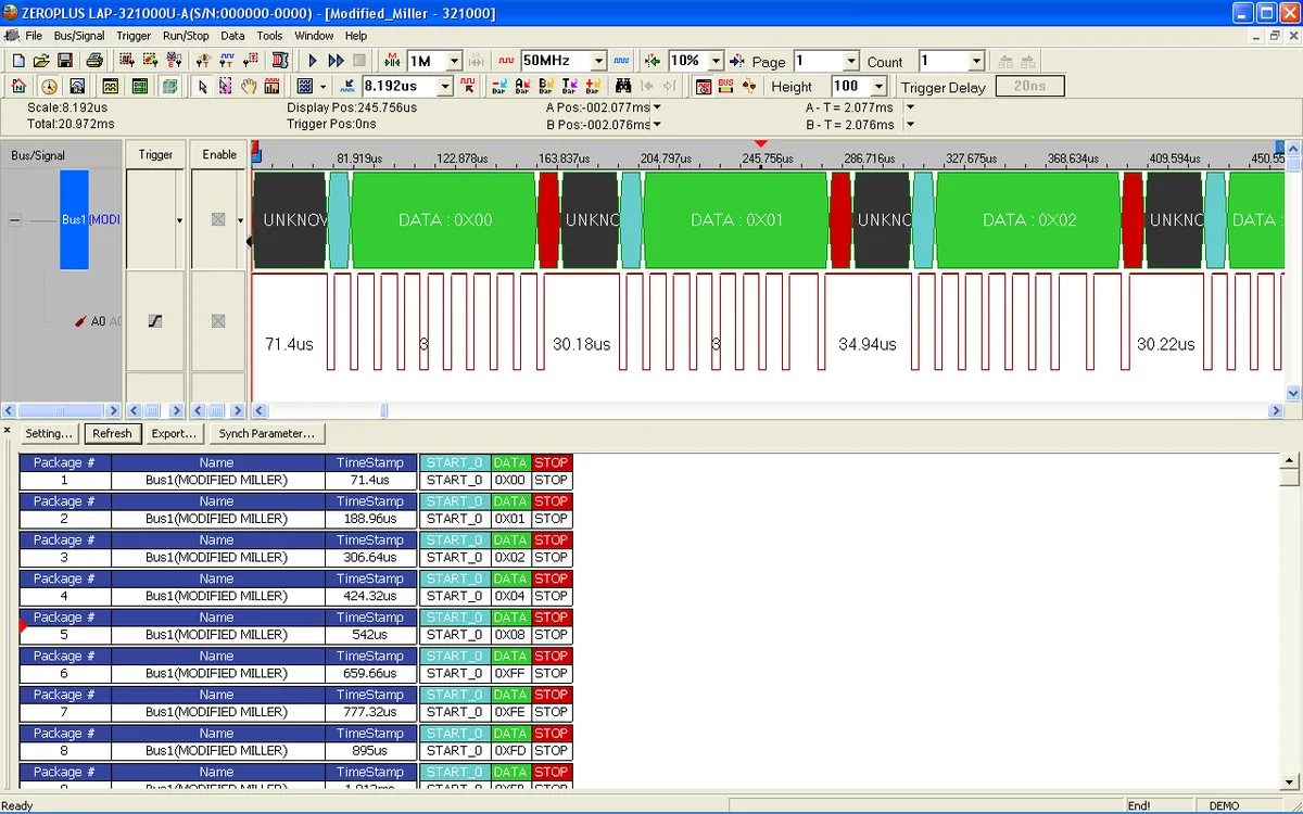Программное обеспечение Zeroplus MODIFIED MILLER