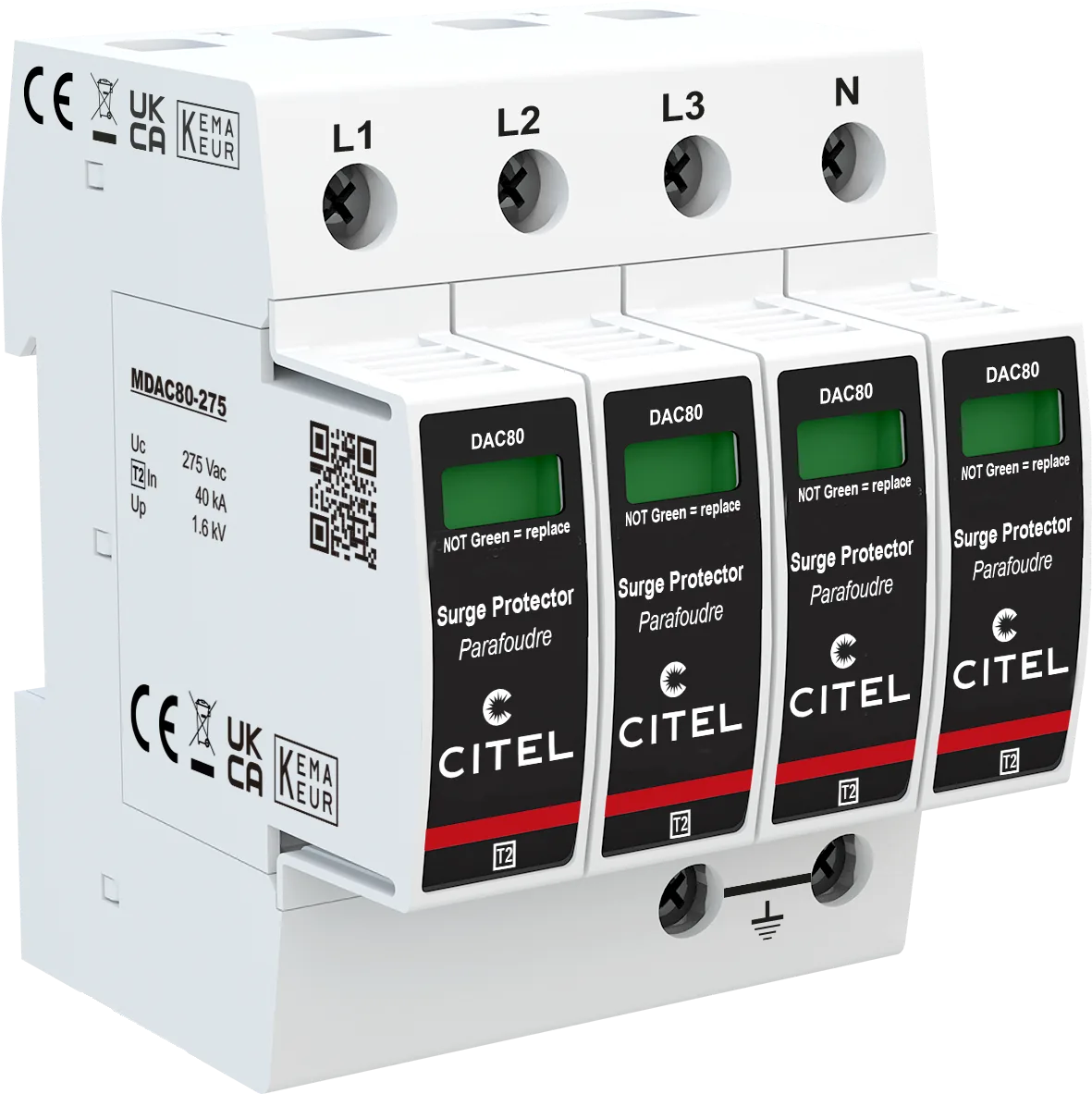 Устройство защиты от импульсных перенапряжений Citel DAC80-40-275 (821210214), тип 2, Imax 80 кА