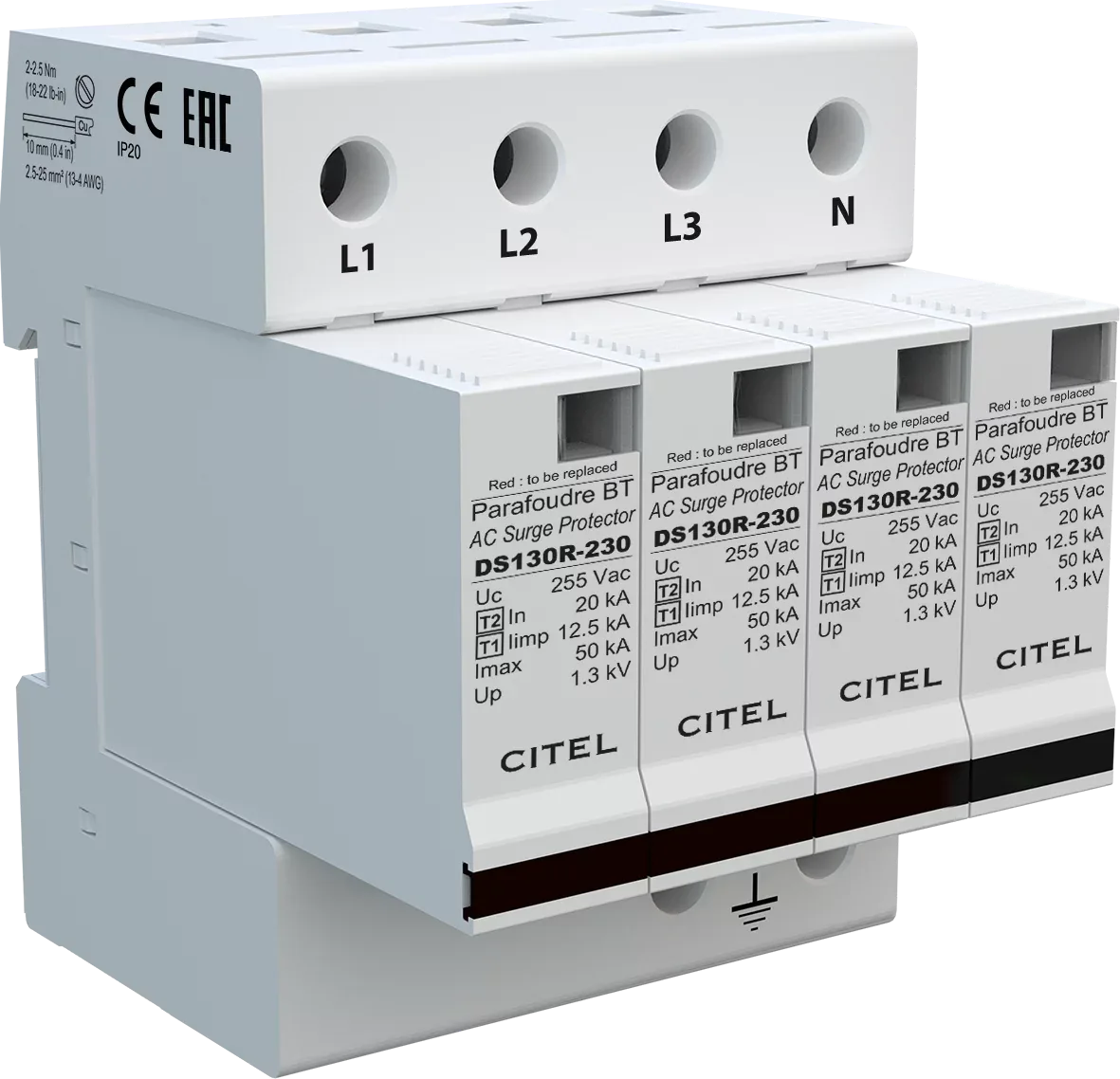 Устройство защиты от импульсных перенапряжений Citel DS134R-230 (571504), тип 1+2